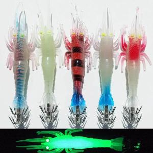 海釣り用の明るい柔らかいイカのジグ、ジグフック、ジギングルアー、海釣り、11cm、9.6日本、5個