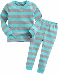 Vaenait Baby キッズ子供ベビー服綿100％ルームウェア長袖パジャマ寝間着上下セット Color Magic Mint Grey M