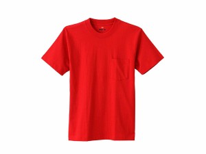 ヘインズ Tシャツ 半袖 丸首 綿100% 丸胴仕様 タグレス仕様 ビーフィポケットTシャツ ビーフィー H5190 メンズ レッド XL