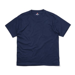 ヘインズ Tシャツ 半袖 丸首 綿100% 丸胴仕様 タグレス仕様 ビーフィポケットTシャツ ビーフィー H5190 メンズ ネイビー XL