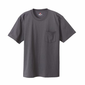 ヘインズ Tシャツ 半袖 丸首 綿100% 丸胴仕様 タグレス仕様 ビーフィポケットTシャツ ビーフィー H5190 メンズ ダークグレー XS