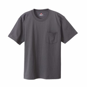 ヘインズ Tシャツ 半袖 丸首 綿100% 丸胴仕様 タグレス仕様 ビーフィポケットTシャツ ビーフィー H5190 メンズ ダークグレー S