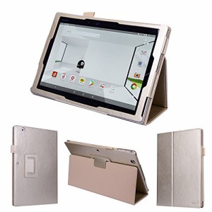 wisers 保護フィルム付 docomo ドコモ arrows Tab F-02K 専用 富士通 FUJITSU 10.1インチ タブレット ケース カバー 2018 年 新型 ゴール