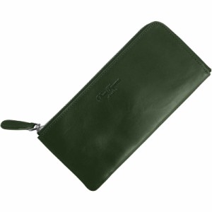 Dom Teporna 財布 本革 イタリアンレザー L字ファスナー 大容量なのに薄い 緑 長財布 スリム メンズ レディース グリーン