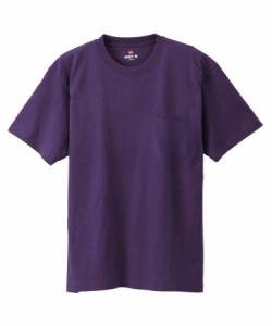 ヘインズ Tシャツ 半袖 丸首 綿100% 丸胴仕様 タグレス仕様 ビーフィポケットTシャツ ビーフィー H5190 メンズ ダークパープル XL