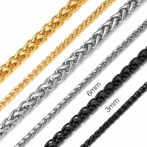 ChainsHouse 70cm スピガチェーン ネックレス メンズ 人気 金属アレルギー ステンレス レディース アクセサリー ブラック 黒 幅6mm