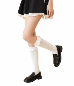 SHUCLASS 靴下 レディース ソックス 白のソックス コットン生地 lolita靴下 入学式/お茶会/jk風/制服用/cosplay 大人可愛い 萌え美少女 