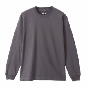 ヘインズ Tシャツ 長袖 丸首 綿100% 丸胴仕様 タグレス仕様 ビーフィロングスリーブTシャツ ビーフィー H5186-2 メンズ ダークグレー L(2