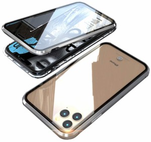 iPhone 12 Pro Max ケース アルミ バンパー 透明 クリア 両面 強化ガラス 360°全面保護 アイフォン12 Pro Max 携帯スマホケース マグネ