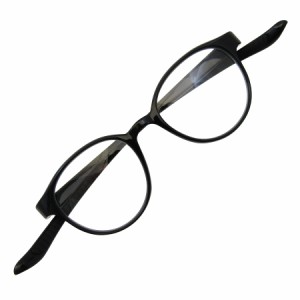 CACALU 首かけ 老眼鏡 ボストン 丸型 おしゃれ シニアグラス 軽量 リーディンググラス ブルーライトカット (ブラック +1.00)