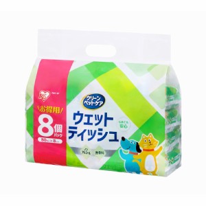 アイリスオーヤマ ペット ウェットティッシュ ノンアルコール 日本製 80枚×8袋 640枚入