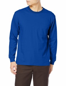 ヘインズ Tシャツ 長袖 丸首 綿100% 丸胴仕様 タグレス仕様 ビーフィロングスリーブポケットT ビーフィー H5196 メンズ ロイヤルブルー X