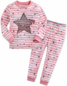 Vaenait Baby キッズ子供ベビー服綿100%ルームウェア長袖パジャマ寝間着上下セット Bling Pink XS