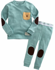 Vaenait Baby キッズ子供ベビー服綿100％ルームウェア長袖パジャマ寝間着上下セット Pocket Mint XS