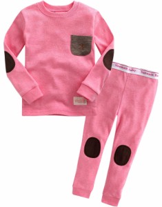 Vaenait Baby キッズ子供ベビー服綿100％ルームウェア長袖パジャマ寝間着上下セット Pocket Pink XL