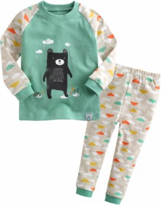 Vaenait Baby 12ヶ月-12歳 キッズ 子供 ベビー 動物キャラクター 服 綿100% ルームウェア 長袖 パジャマ 寝間着 上下セット Boy Bear Fri