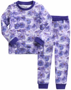 Vaenait Baby キッズ子供ベビー服綿100%ルームウェア長袖パジャマ寝間着上下セット Purple Pansy S