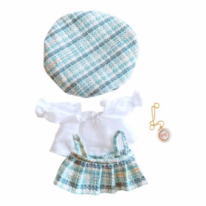 niannyyhouse ぬいぐるみ 用 20cm人形の服 帽子+ワイシャツ+スカート+付属品 4点セット サスペンダースカート ベレー帽 着せ替え 服 人形