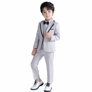 RONGFA 3点セット 子供スーツ 子供服 フォーマル スーツ 男の子 ジャケット パンツ ベスト キッズスーツ 小学生 タキシード 子供 キッズ 