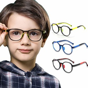 ekubo キッズ用 ブルーライトカットメガネ PC眼鏡 天然シリコンテンプル 鼻パッド 度なし クリアレンズ おしゃれ パソコン スマホ 子ども