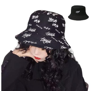 スロウアンドメロウバケットハット リバーシブル ユニセックス 韓国風 スタイル ファッション ストリート 系 帽子 アウトドア カジュアル