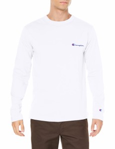 チャンピオン ロングTシャツ 長袖 丸首 綿100% 刺繍 スクリプトロゴ ロングスリーブTシャツ ベーシック C8-W420Z メンズ ホワイト L