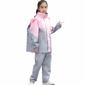 Icyrain レインコート キッズ 上下セット レインウェア 女の子 男の子 カッパ キッズ 上下 子供 雨具 キッズ レインパーカー 子ども レイ