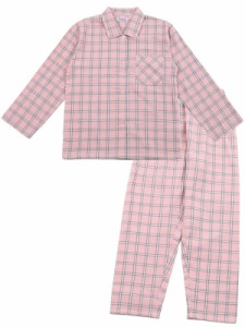 ＰＡＪＡＭＡ ＦＡＭＩＬＹ パジャマファミリー パジャマ キッズ 綿100％ 長袖 女児 女の子 チェック シャツ 前開き 春 秋 ピンク サック