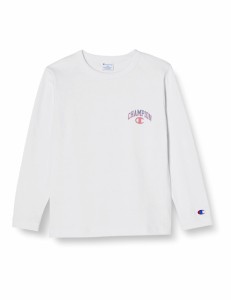 チャンピオン Tシャツ キッズ 長袖 丸首 綿100% Relax Fit グラフィックロゴプリント ロングスリーブポケットTシャツ CKSX407Z ホワイト 