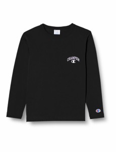 チャンピオン Tシャツ キッズ 長袖 丸首 綿100% Relax Fit グラフィックロゴプリント ロングスリーブポケットTシャツ CKSX407Z ブラック 