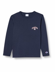 チャンピオン Tシャツ キッズ 長袖 丸首 綿100% Relax Fit グラフィックロゴプリント ロングスリーブポケットTシャツ CKSX407Z ネイビー 