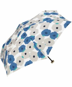 Wpc. 雨傘 ピオニ ミニ ブルー 折りたたみ傘 50cm レディース 晴雨兼用 フック付き 収納袋 大きく開く 持ち運びに便利 花柄 北欧 レトロ 