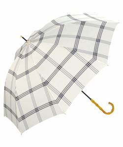 Wpc. 雨傘 ベーシックバンブーアンブレラ チェック 長傘 58cm レディース 晴雨兼用 大きい バンブーハンドル シンプル 上品 大人 飽きの