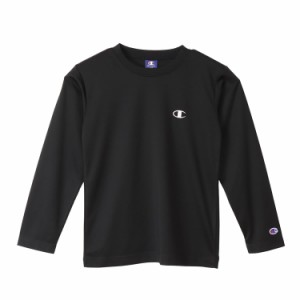 チャンピオン ロングTシャツ キッズ 長袖 丸首 速乾 ワンポイントロゴ ロングスリーブTシャツ ベーシックスポーツ CK-YS406 ブラック