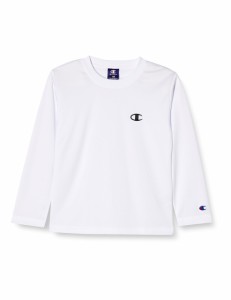 チャンピオン ロングTシャツ キッズ 長袖 丸首 速乾 ワンポイントロゴ ロングスリーブTシャツ ベーシックスポーツ CK-YS406 ホワイト