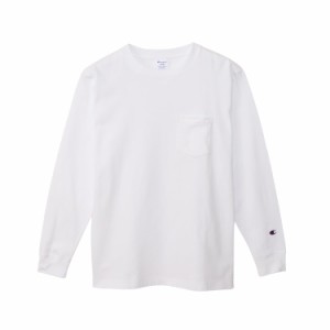 チャンピオン Tシャツ 長袖 丸首 COTTON USA ロングスリープポケットTシャツ BASIC C3-Y432 メンズ ホワイト