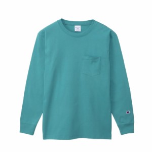 チャンピオン Tシャツ 長袖 丸首 COTTON USA ロングスリープポケットTシャツ BASIC C3-Y432 メンズ ﾐﾈﾗﾙｸﾞﾘｰﾝ