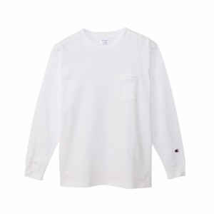 チャンピオン Tシャツ 長袖 丸首 COTTON USA ロングスリープポケットTシャツ BASIC C3-Y432 メンズ ﾎﾜｲﾄ