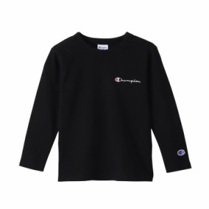 チャンピオン Tシャツ キッズ 長袖 丸首 綿100％ スクリプトロゴ ロングスリーブTシャツ キッズベージック CKSY404Z ブラック