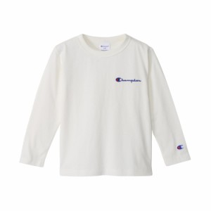 チャンピオン Tシャツ キッズ 長袖 丸首 綿100％ スクリプトロゴ ロングスリーブTシャツ キッズベージック CKSY404Z オフホワイト