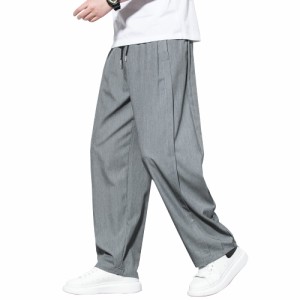 HMT ワイドパンツ メンズ ズボン 夏用 涼しい ぱんつ 夏服 ずぼん 大きいサイズ ゆったり ボトムス 無地 ストレートパンツ 上品 ロングパ