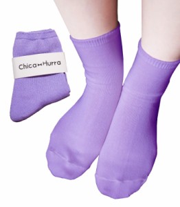 Chica Hurra ラベンダー 23-25cm レディース 女性 用 ソックス 靴下 無地 同色 2足 セット ロークルー丈 紫 カジュアル はきやすい セッ