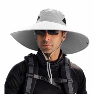 Pawinpaw サファリハット メンズ つば広 帽子メッシュ通気・UPF50+ UVカット・撥水・防汚・超軽量日除け帽子 ハット メンズ 大きいサイズ