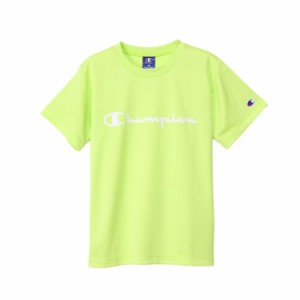 チャンピオン Tシャツ キッズ 半袖 丸首 速乾 スクリプトロゴ ショートスリーブTシャツ ベーシックスポーツ CK-XS317 ライム