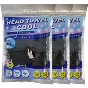  3枚セット NEW HEAD TOWEL COOL ブラック タレ付 冷感ヘッドカバー クールキャップ クールタオル クールヘッドカバー ひんやりタオル 冷