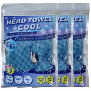  3枚セット NEW HEAD TOWEL COOL ブルー タレ付 冷感ヘッドカバー クールキャップ クールタオル クールヘッドカバー ひんやりタオル 冷感
