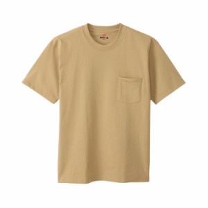 ヘインズ Tシャツ 半袖 丸首 綿100% 丸胴仕様 タグレス仕様 ビーフィポケットTシャツ ビーフィー H5190 メンズ サンドベージュ