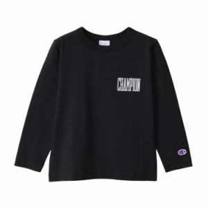 チャンピオン Tシャツ キッズ 長袖 丸首 綿100% Relax Fit グラフィックロゴプリント ロングスリーブポケットTシャツ CKSX407Z ブラック