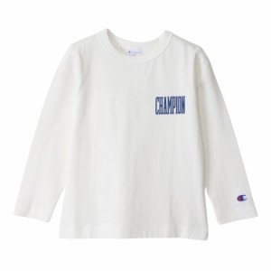 チャンピオン Tシャツ キッズ 長袖 丸首 綿100% Relax Fit グラフィックロゴプリント ロングスリーブポケットTシャツ CKSX407Z ホワイト