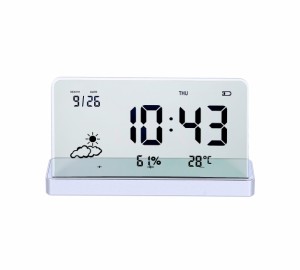 目覚まし時計 大音量 室内温温度計・湿度計 透明な液晶ディスプレイ ギフト用未来のデジタル時計